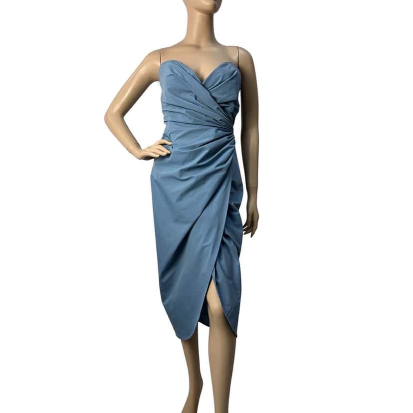 Maison Margiela Maison Margiela Strapless Draped Jersey Wrap Dress Sz.42 Pre-owned Blue Never worn, with tag - Front View