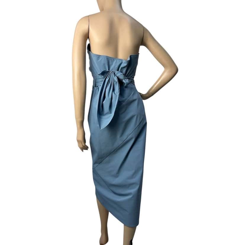 Maison Margiela Maison Margiela Strapless Draped Jersey Wrap Dress Sz.42 Pre-owned Blue Never worn, with tag - Model View