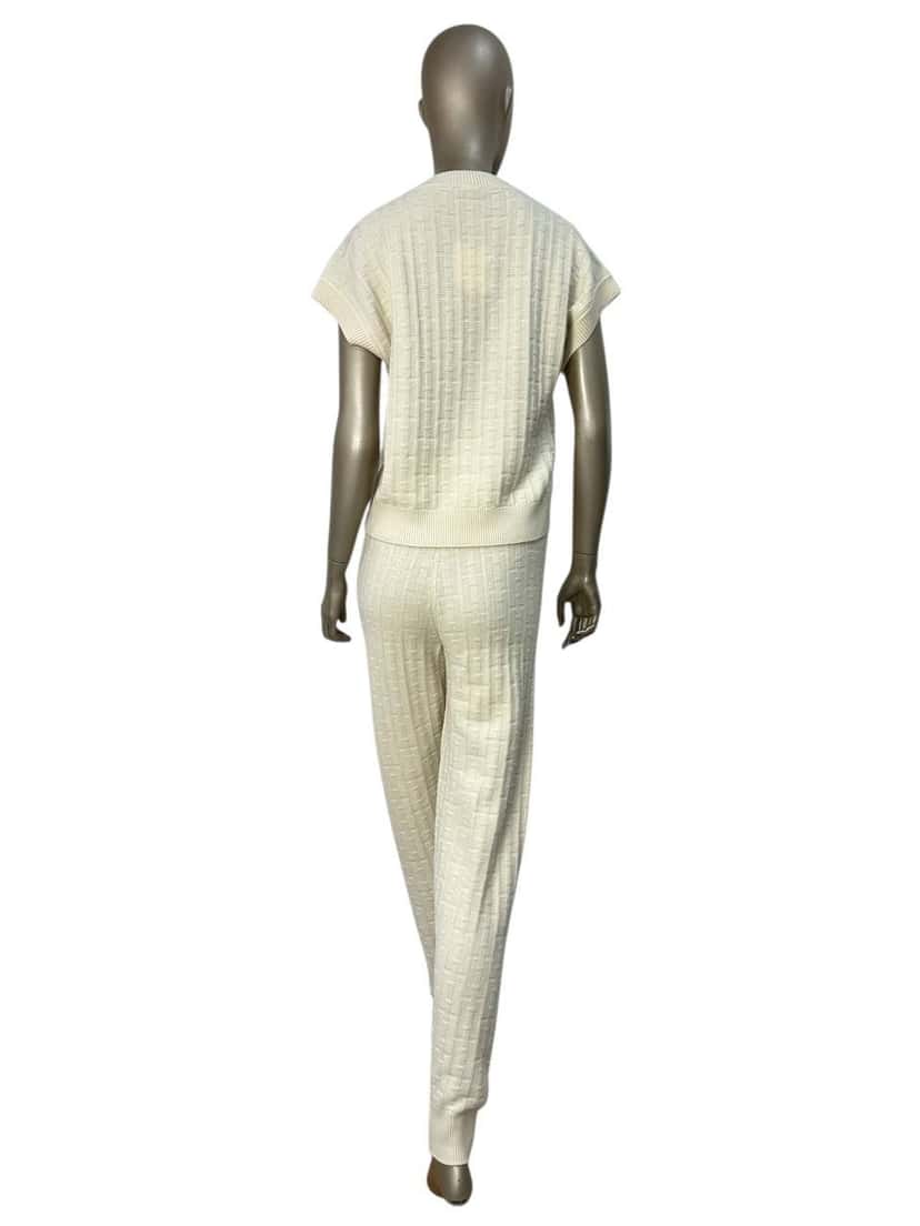 Hermès Wool knitted set with short sleeves White Wool Good condition - Back View