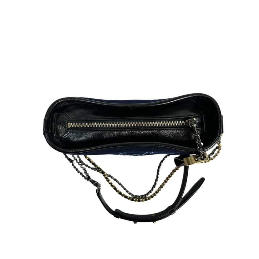 Chanel Chanel Paris-Hamburg Navy Blue Textille Embroidery Gabrielle Bag Navy Leather Good condition - Inside View