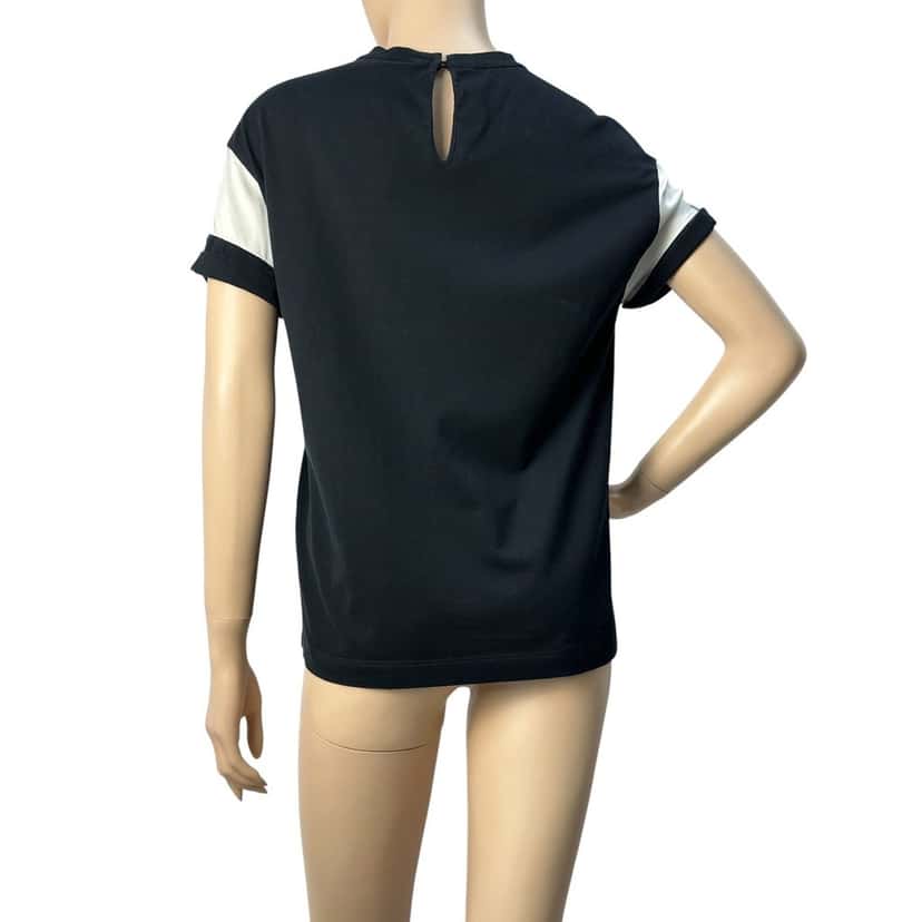 Brunello Cucinelli Brunello Cucinelli Black Satin Stripe Short Sleeve T-Shirt Sz.S Pre-owned Black Satin Good condition - Back View
