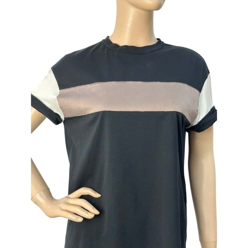 Brunello Cucinelli Brunello Cucinelli Black Satin Stripe Short Sleeve T-Shirt Sz.S Pre-owned Black Satin Good condition - Inside View