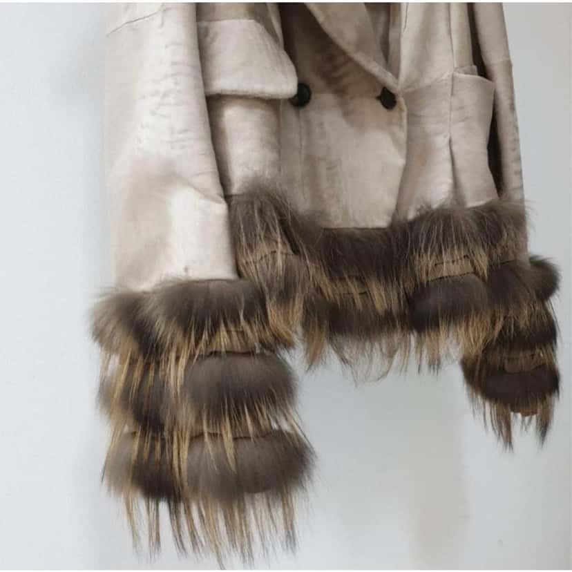 Christian Dior Christian Dior Beige Leather Faux Fox Trimmed Jacket Sz.36 Pre-owned Beige Leather Good condition - Box View