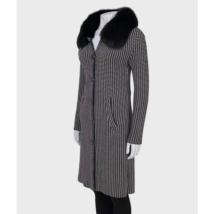Christian Dior Christian Dior Black & White Wool & Faux Fur Coat Sz. S Pre-owned Black Wool Good condition - Back View