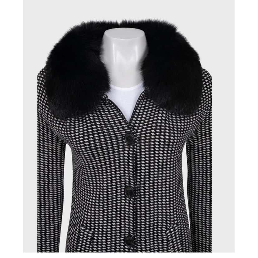 Christian Dior Christian Dior Black & White Wool & Faux Fur Coat Sz. S Pre-owned Black Wool Good condition - Model View