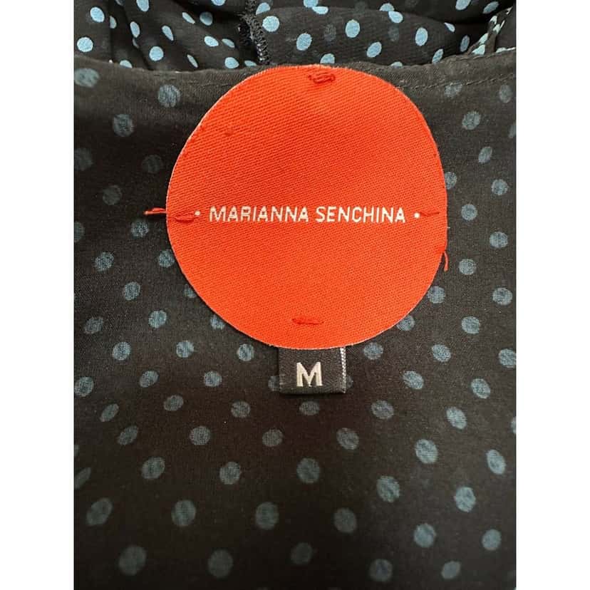 Unsigned Marianna Senchina Polka-dot Silk Scarf Mini Dress Sz.M Pre-owned Red Silk Good condition - Inside View