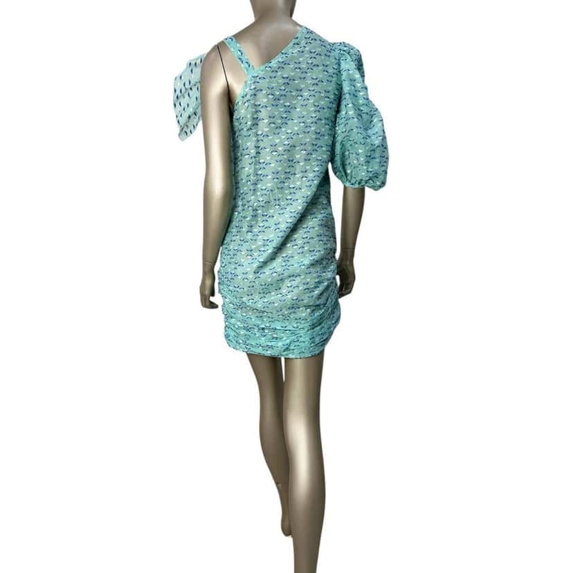 Unsigned Nadya Dzyak Turquoise Bow Decorative Rings Mini Dress Sz.38 Pre-owned Other Good condition - Back View