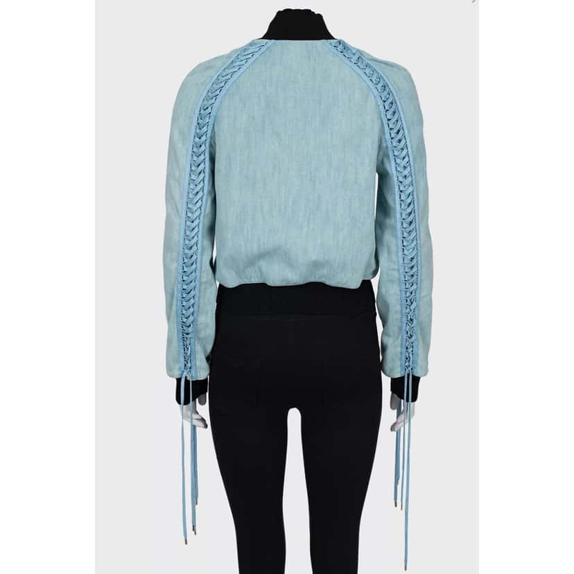 Christian Dior Christian Dior Light Blue Cotton Jacket - Size 40 Pre-owned Blue Cotton Good condition - Back View