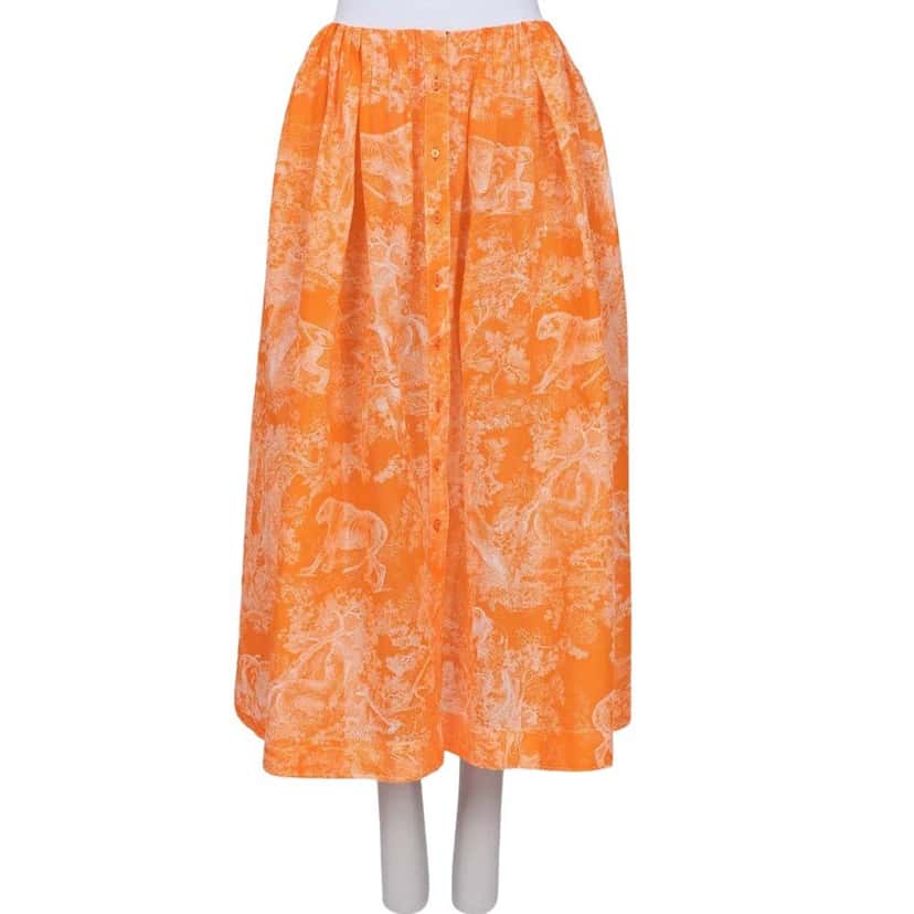 Christian Dior Christian Dior Orange Printed Voluminous Skirt  Sz.XS pre-owned Orange Good condition - Front View