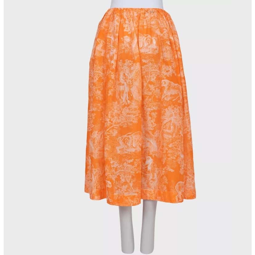 Christian Dior Christian Dior Orange Printed Voluminous Skirt  Sz.XS pre-owned Orange Good condition - Inside View