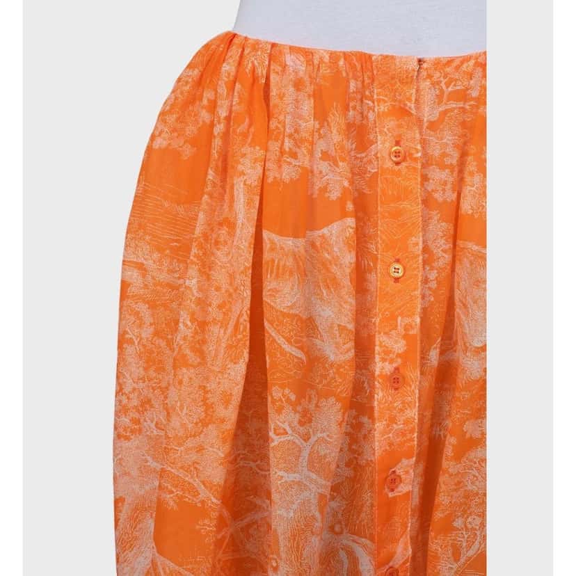 Christian Dior Christian Dior Orange Printed Voluminous Skirt  Sz.XS pre-owned Orange Good condition - Model View