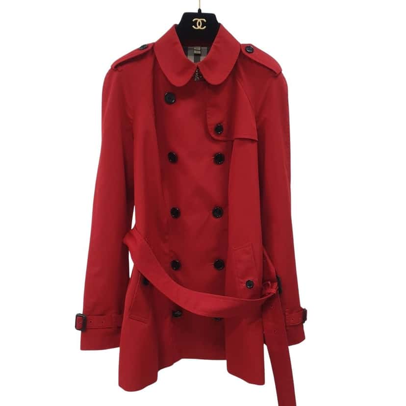 Burberry Burberry Brit Red Trench Coat  Size 42 (US 10) Pre-owned Red Cotton Good condition - Front View