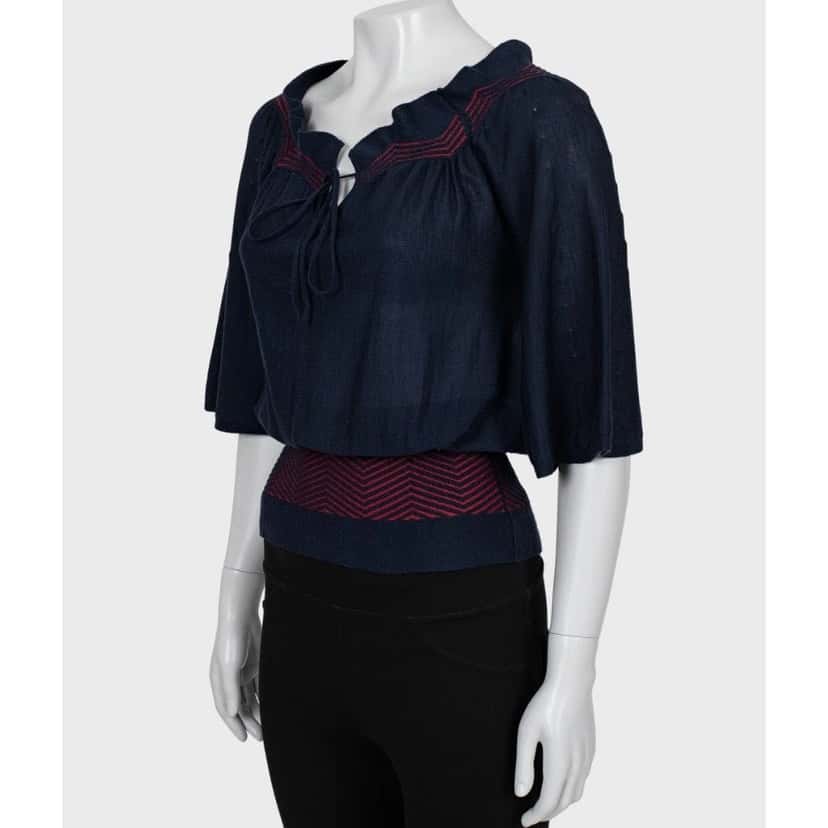 Christian Dior Christian Dior Blue Striped Cashmere-Silk Blouse - IT40/S pre-owned Blue Wool Good condition - Back View