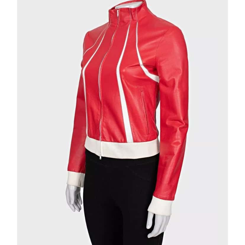 valentino Valentino Red Leather Contrast Details Jacket Sz.42 Pre-owned Red Leather Good condition - Back View