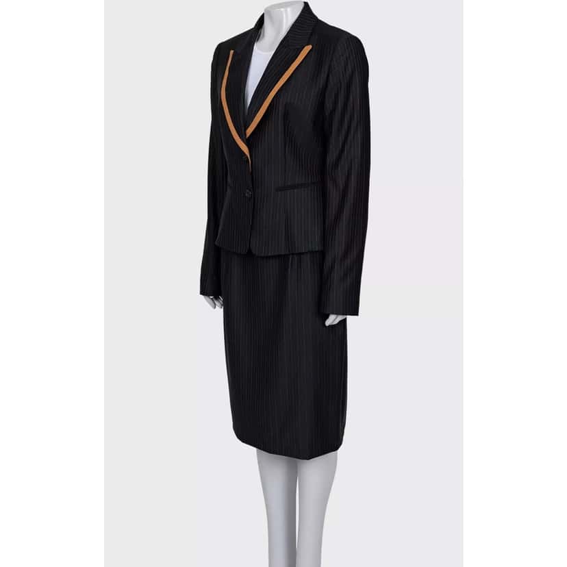 Christian Dior Christian Dior Black Wool Pinstripe Suit Sz. FR44 / XXLPre-owned Black Wool Good condition - Back View