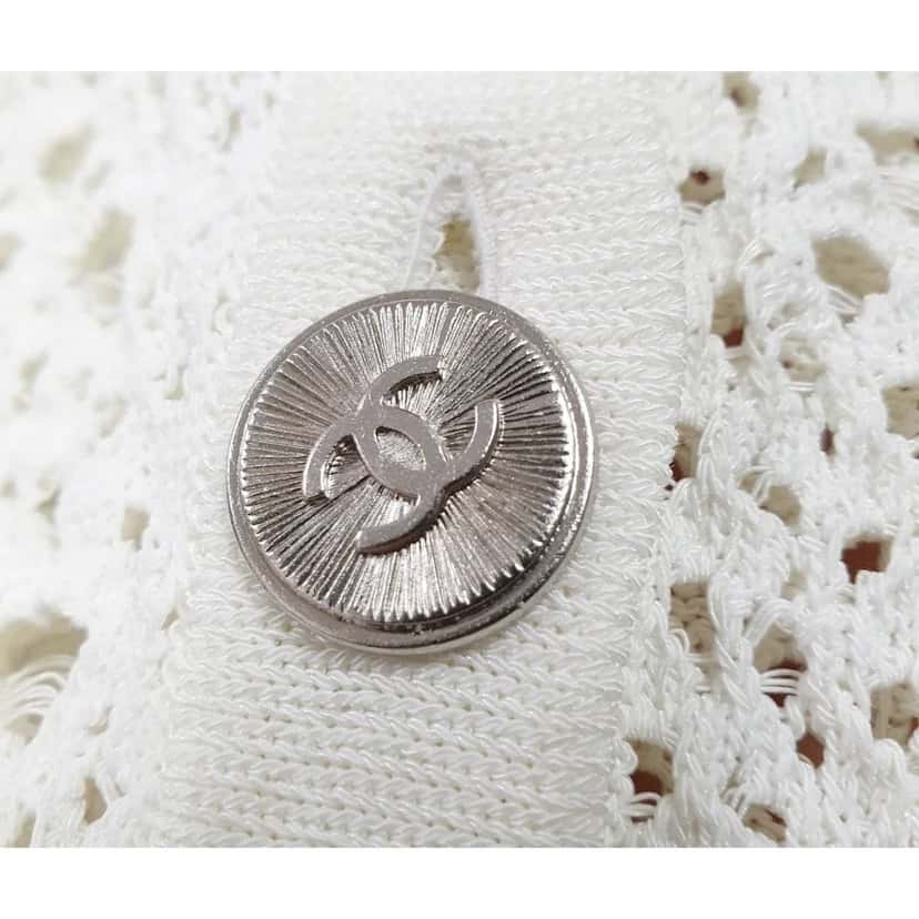 Chanel Chanel White Crochet Cotton Cardigan Button-Up Sz. 44 Pre-owned White Cotton Good condition - Inside View