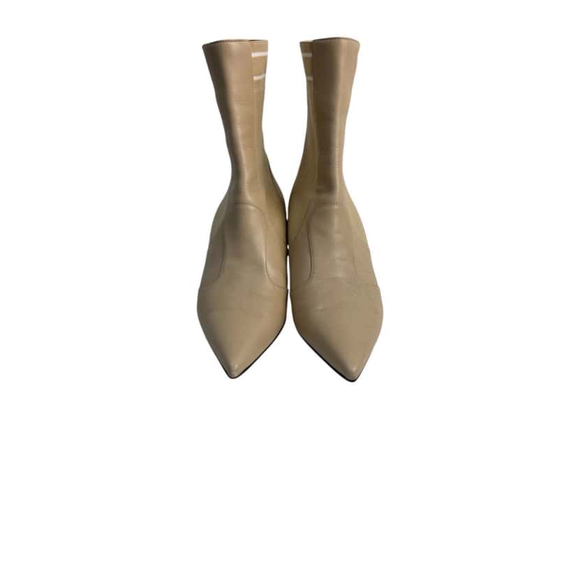 Fendi Fendi beige ankle boots with stretch-knit panel Sz.38 Pre-owned Beige Leather Good condition - Inside View