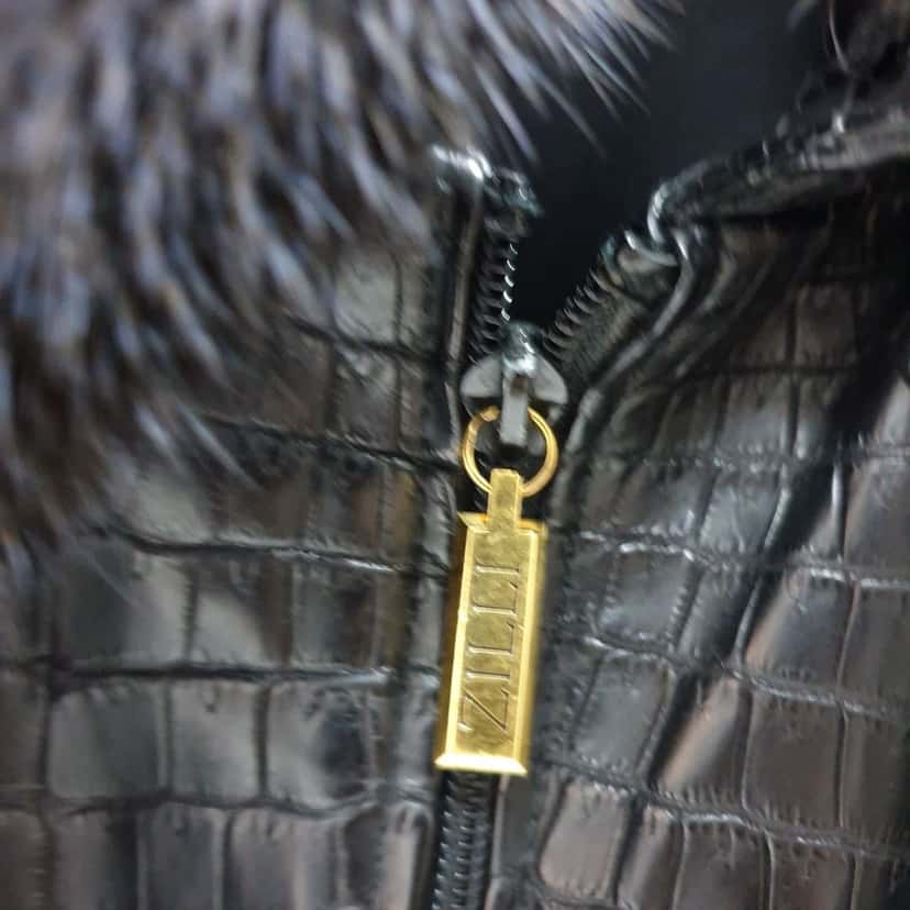 Zilli Zilli Crocodile Print Lambskin Leather Lined Jacket Size 58 Pre-owned Black Leather Good condition - Back View