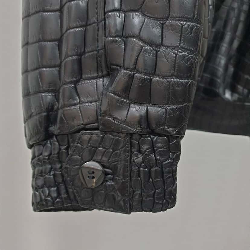 Zilli Zilli Crocodile Print Lambskin Leather Lined Jacket Size 58 Pre-owned Black Leather Good condition - Model View