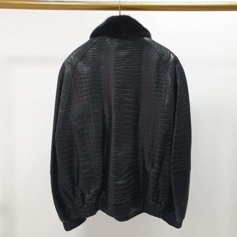 Zilli Zilli Crocodile Print Lambskin Leather Lined Jacket Size 58 Pre-owned Black Leather Good condition - Box View