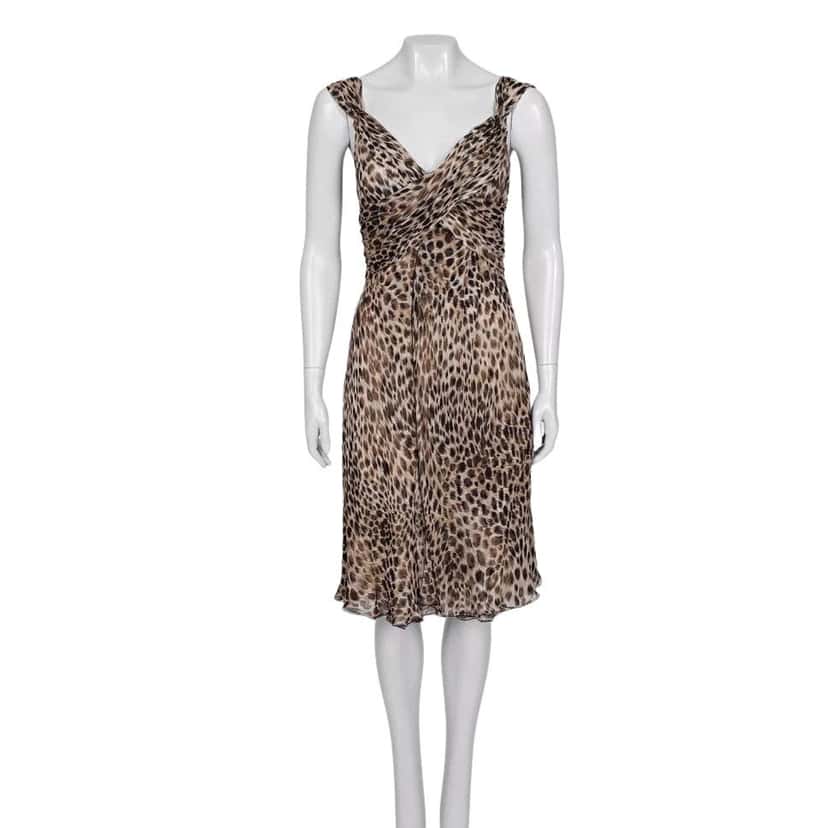 Valentino Valentino Animal Print Silk Dress - UK10 / M Pre-owned Brown Silk Good condition - Front View
