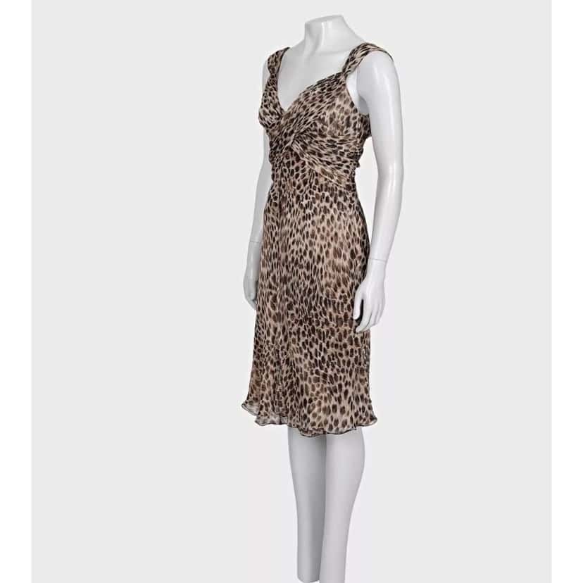 Valentino Valentino Animal Print Silk Dress - UK10 / M Pre-owned Brown Silk Good condition - Back View