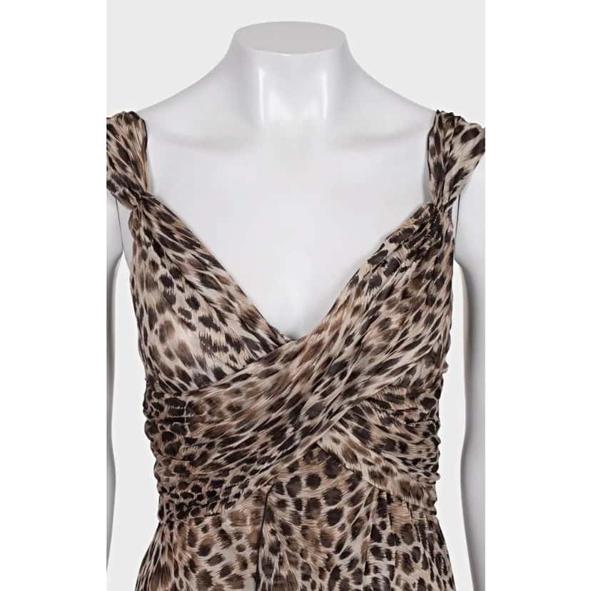 Valentino Valentino Animal Print Silk Dress - UK10 / M Pre-owned Brown Silk Good condition - Model View