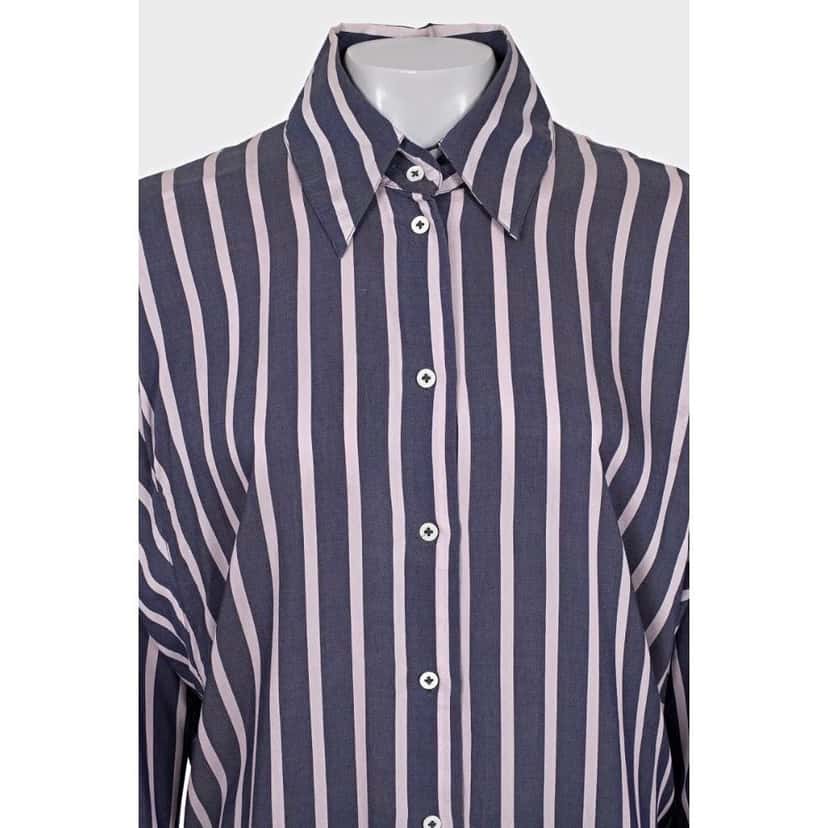 Vivienne Westwood Vivienne Westwood Striped Oversize Viscose Blend Shirt Sz.42/M Pre-owned Purple Silk Good condition - Model View