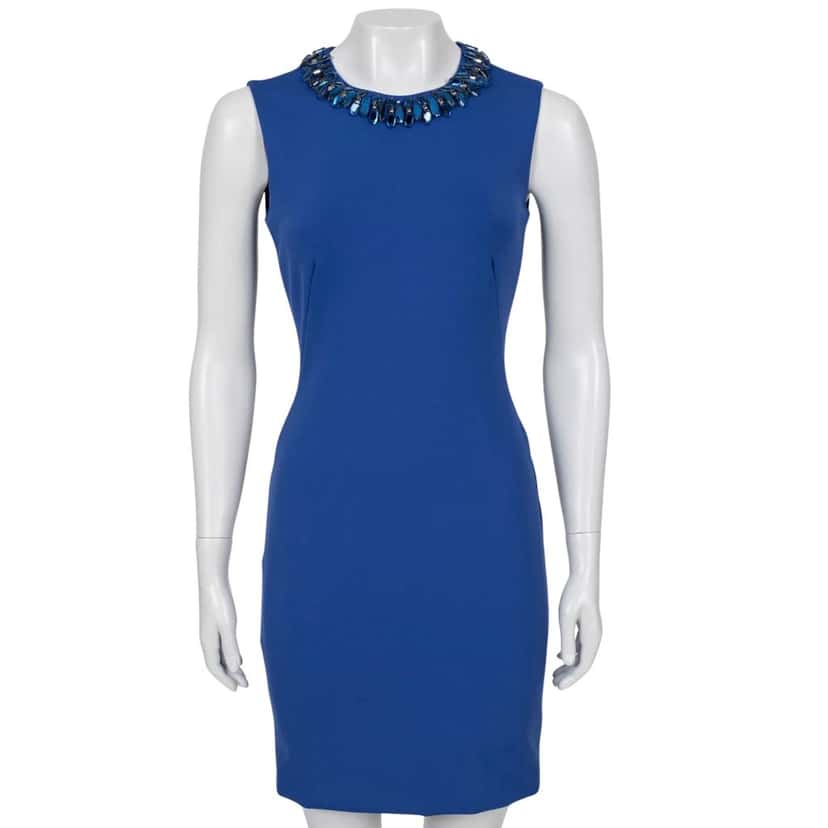 Alexander McQueen Alexander McQueen Blue Fitted Dress - IT40 Pre-owned Blue Good condition - Front View