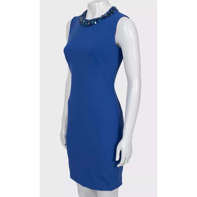 Alexander McQueen Alexander McQueen Blue Fitted Dress - IT40 Pre-owned Blue Good condition - Back View