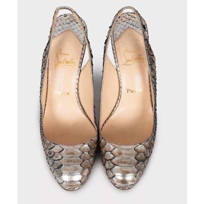 Christian Louboutin Christian Louboutin Silver lambskin Slingback Heels 37 Pre-owned Silver Leather Good condition - Back View