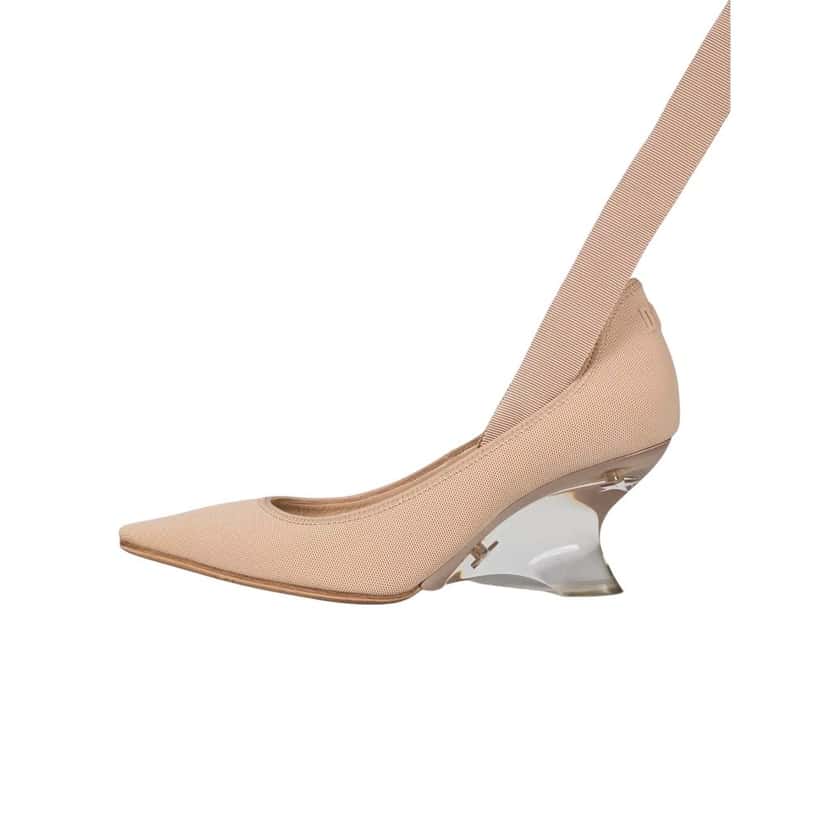 Christian Dior Christian Dior Beige Lace-Up Heels Size 35.5 Pre-owned Beige Lace Good condition - Front View