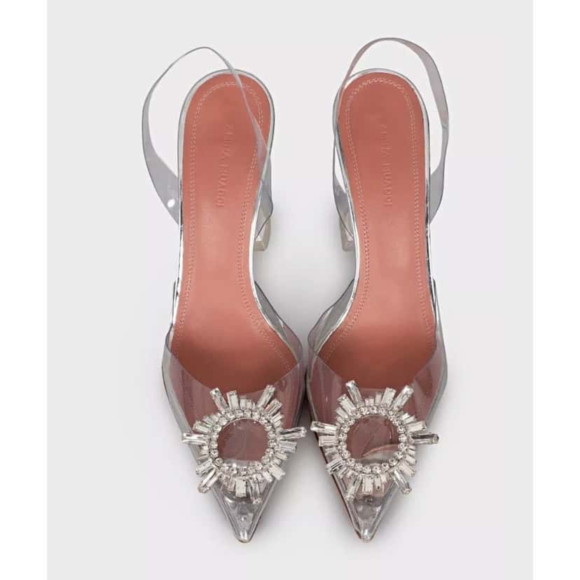 Amina Muaddi Amina Muaddi Begum Clear Slingbacks - Size 38 Pre-owned Other Leather Good condition - Back View