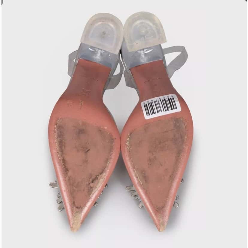 Amina Muaddi Amina Muaddi Begum Clear Slingbacks - Size 38 Pre-owned Other Leather Good condition - Box View