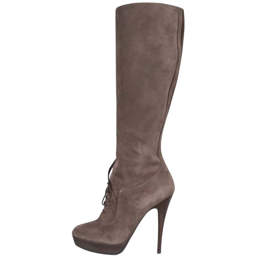 Saint Laurent Saint Laurent Graphite Suede Boots - Size 37.5 Pre-owned Grey Suede Good condition - Front View