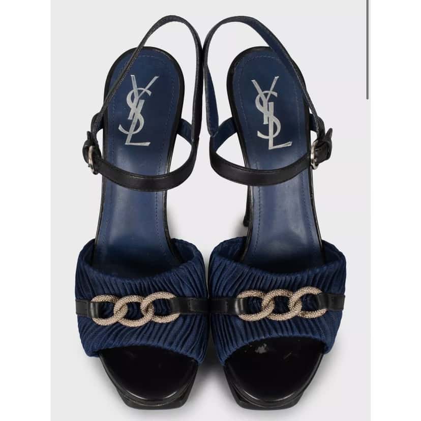 Saint Laurent Saint Laurent Tribute Multicolor High Heel Sandals - Size 40 pre-owned Silver Leather Good condition - Back View