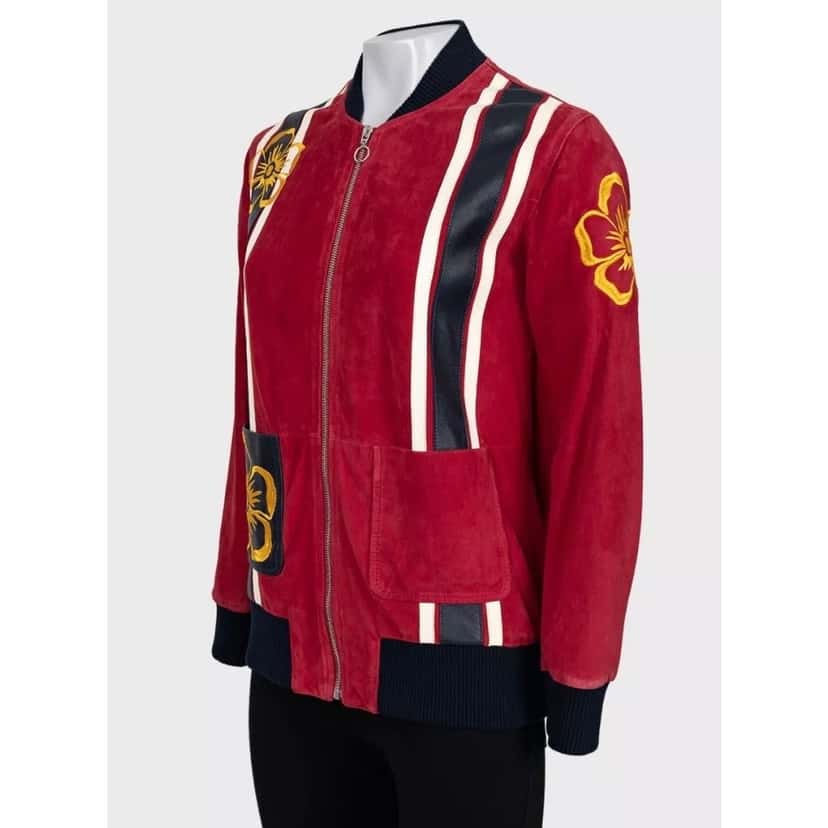 Valentino Valentino Spa Red Leather Embroidered Jacket - IT40 / US S pre-owned Red Leather Good condition - Back View