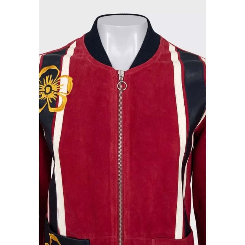 Valentino Valentino Spa Red Leather Embroidered Jacket - IT40 / US S pre-owned Red Leather Good condition - Model View