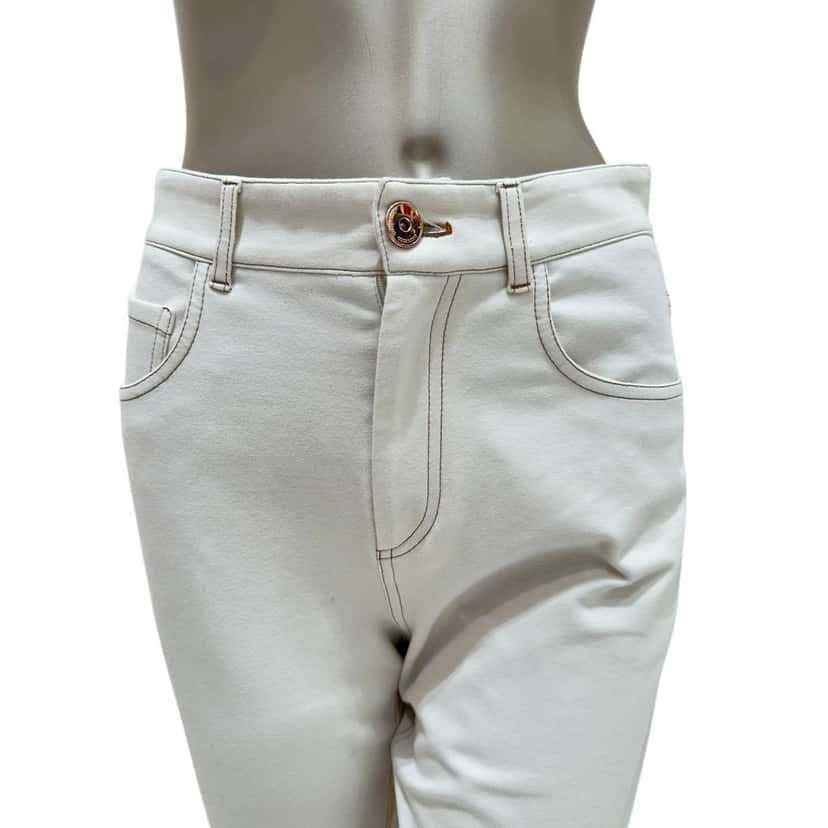 Brunello Cucinelli Brunello Cucinelli Ecru Cotton Pants Size 38 Beige Cotton Good condition - Model View