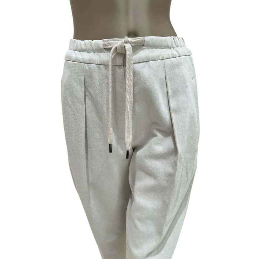 Brunello Cucinelli Brunello Cucinelli White Cotton Pants - Size 40 Pre-owned White Cotton Good condition - Back View