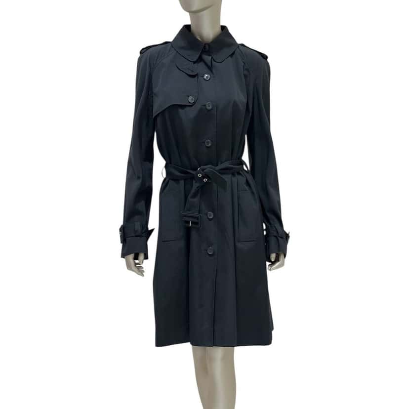 Christian Dior Christian Dior Black Cotton Trench Coat - Size 44 pre-owned Black Cotton Good condition - Front View
