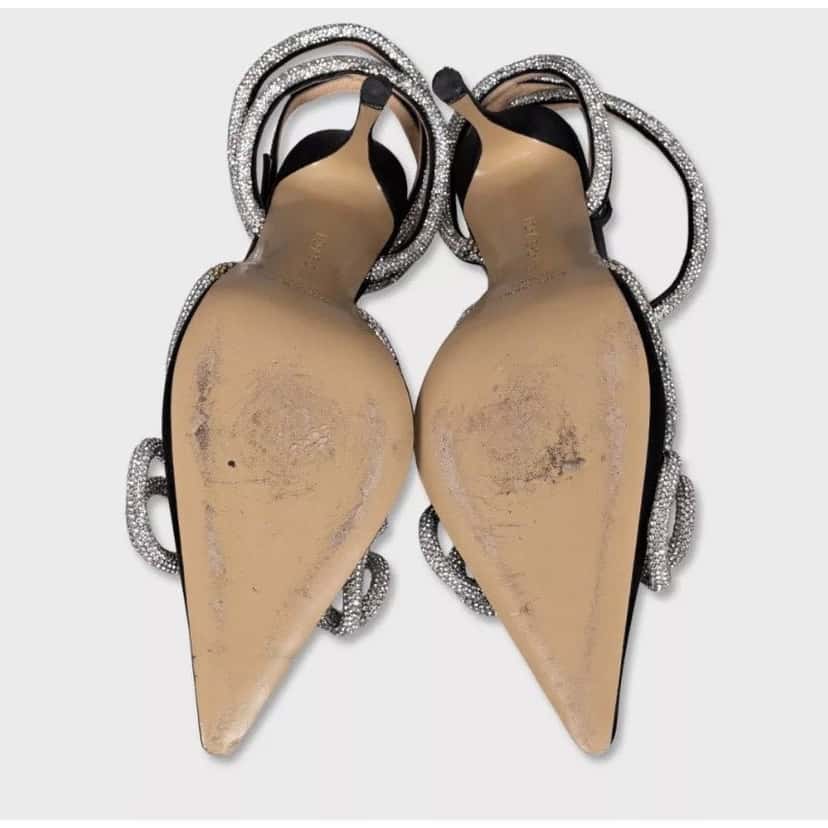 Mach & Mach Mach & Mach Silver Crystal Slingback Pumps - Size 39 Pre-owned Silver Leather Good condition - Box View