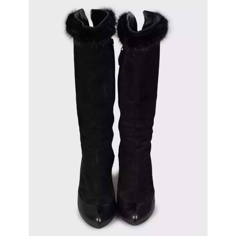 Alexander McQueen Alexander McQueen Black Suede faux Fur Trim Boots - EU 39.5 Pre-owned Black Suede Good condition - Back View