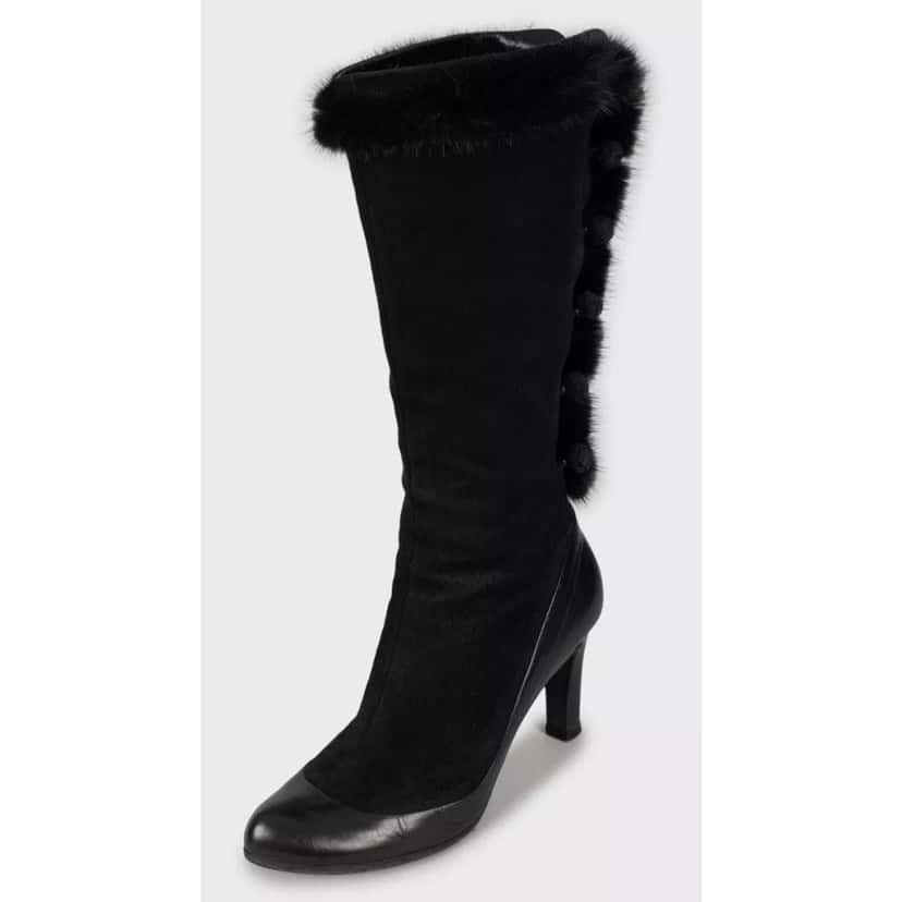 Alexander McQueen Alexander McQueen Black Suede faux Fur Trim Boots - EU 39.5 Pre-owned Black Suede Good condition - Inside View
