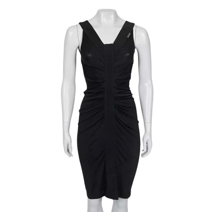 Galliano Galliano Black Draped Bodycon Mini Dress - Size XS Pre-owned Black Good condition - Front View