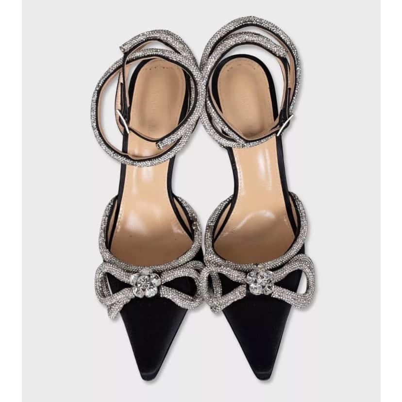 Mach & Mach Mach & Mach Black Rhinestone Slingbacks - EU 39 Pre-owned Black Leather Good condition - Back View