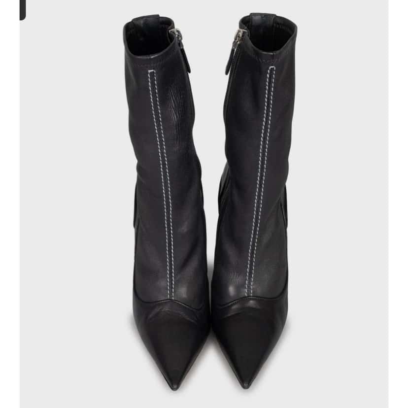 Christian Dior Christian Dior Black Leather Pointed Ankle Boots - EU 39.5 Pre-owned Black Leather Good condition - Back View