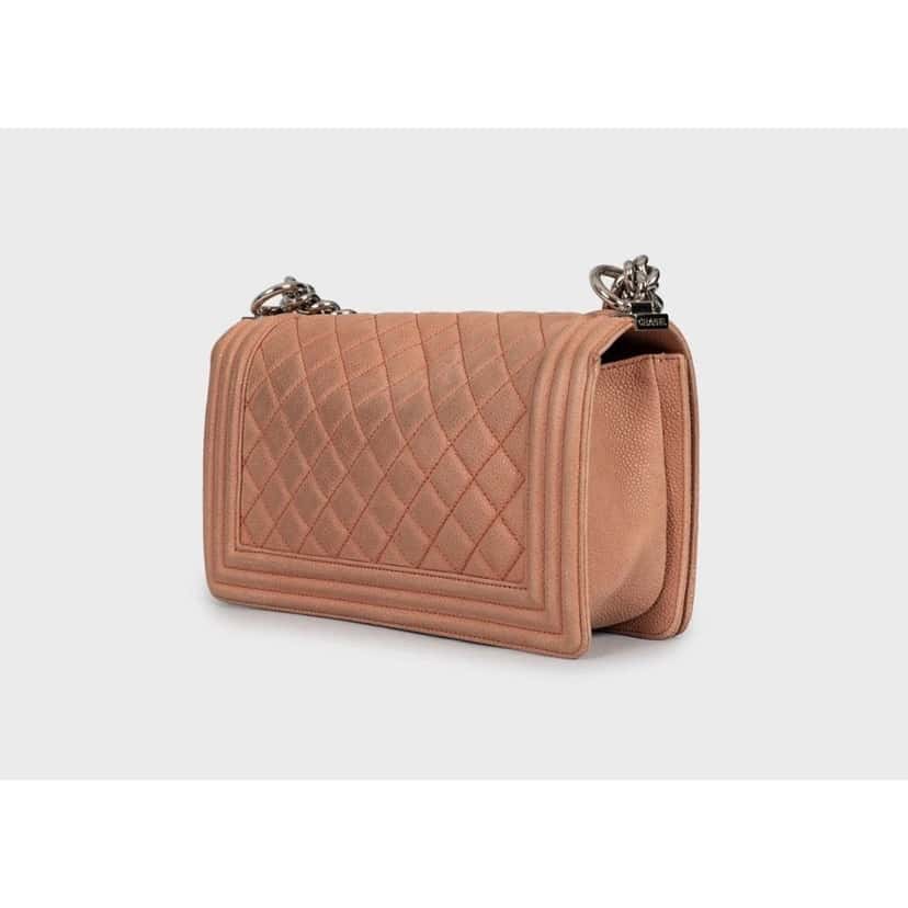 Chanel Authentic Chanel Boy Medium Brown Leather Crossbody Bag Pre-owned Brown Leather Good condition - Back View