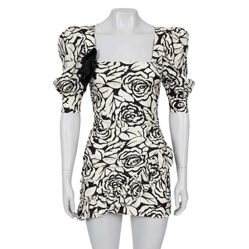 Alessandra Rich Alessandra Rich Silk Floral Mini Dress - IT38 / XS Pre-owned Black Silk Good condition - Front View