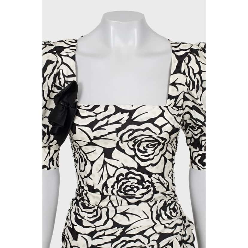 Alessandra Rich Alessandra Rich Silk Floral Mini Dress - IT38 / XS Pre-owned Black Silk Good condition - Model View
